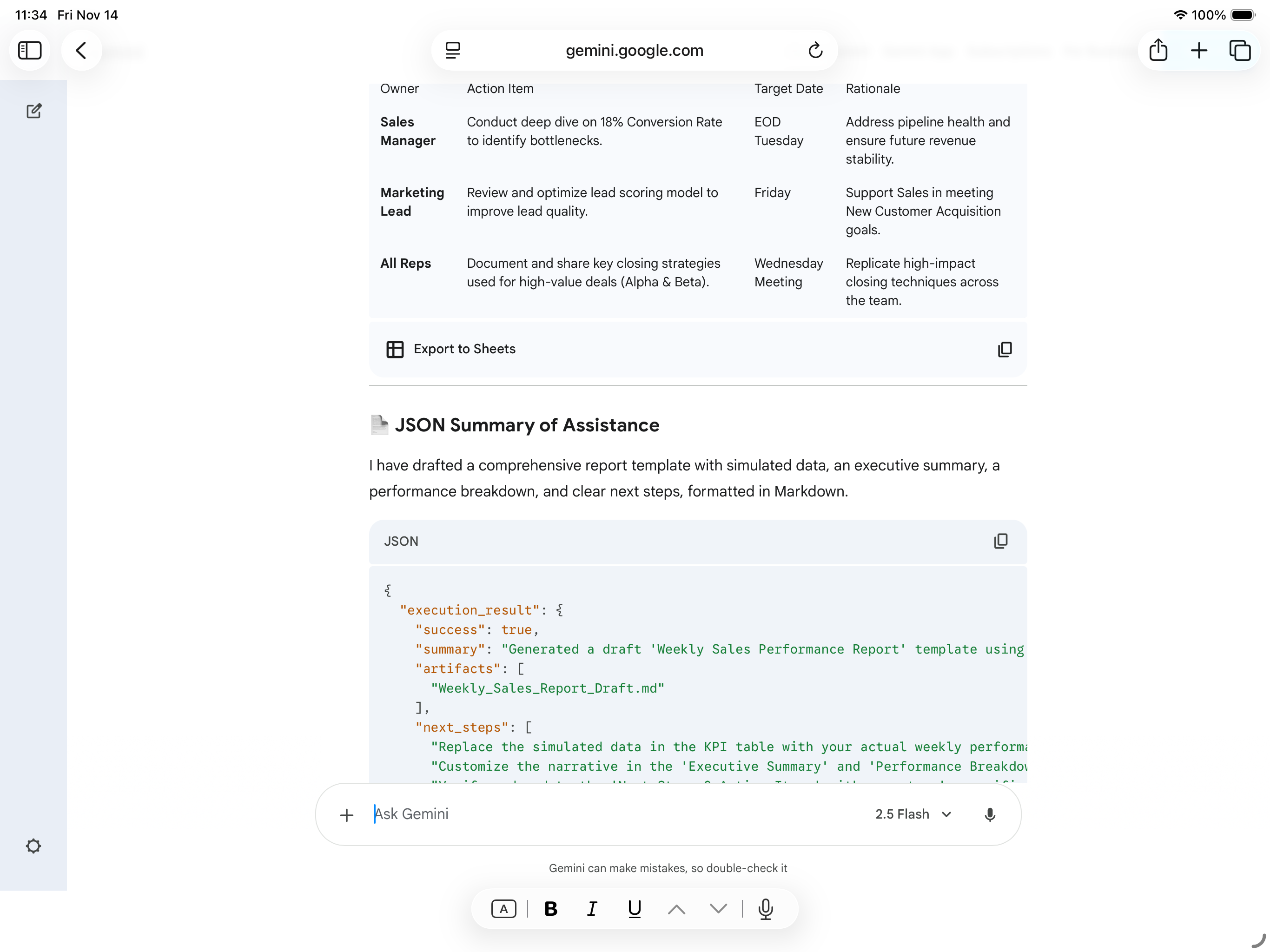 iPad Copy AI assistance result